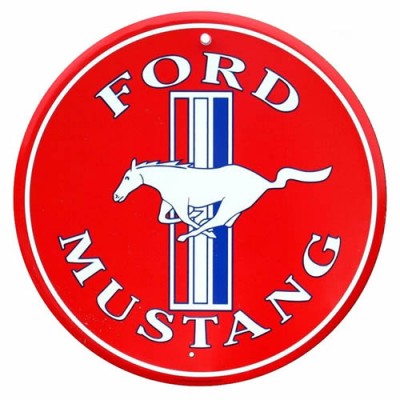GE Enseigne en aluminum Mustang Rond 24'' Rouge